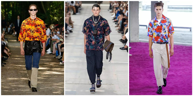 夏威夷蓝色火焰衬衫,夏威夷风衬衫搭配