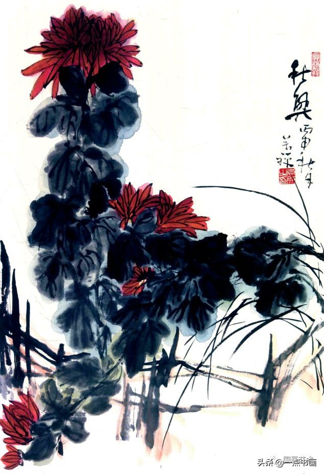 李苦禅画梅作品,李苦禅的菊花国画作品图片