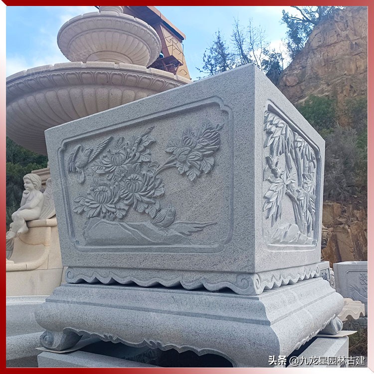 门前石花盆,石雕水缸养鱼种花庭院摆件