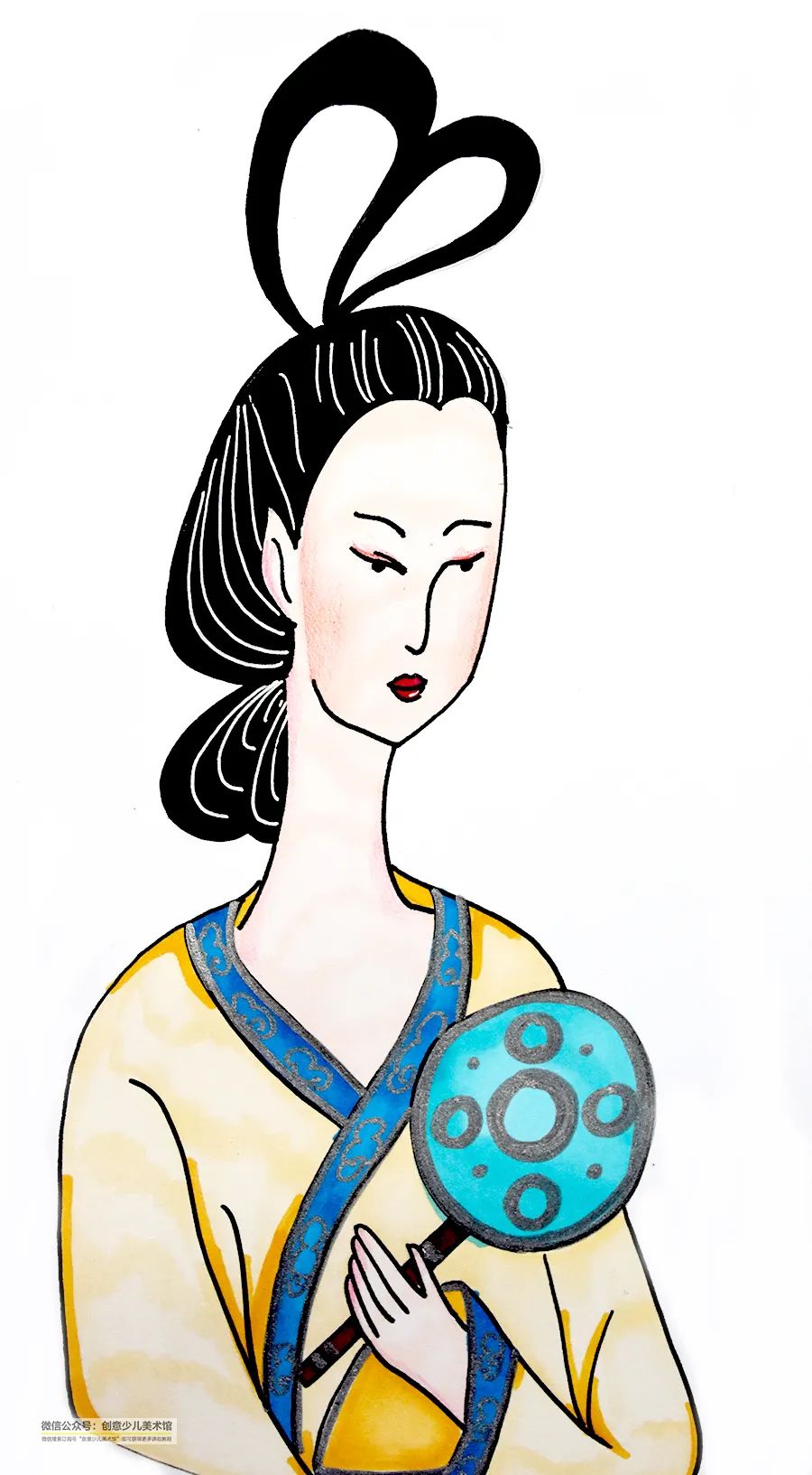 萌趣水墨人物儿童画,古装人物画儿童画教程