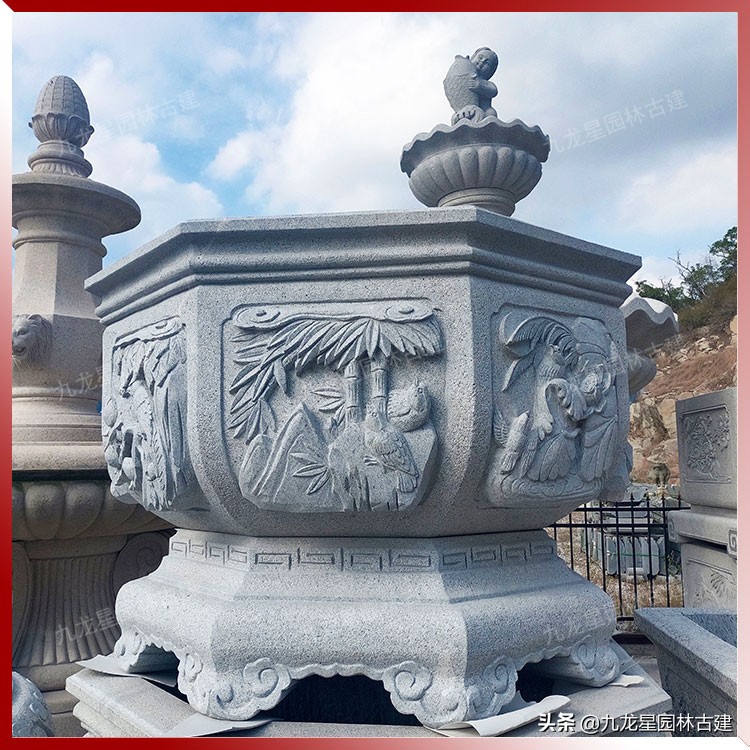 门前石花盆,石雕水缸养鱼种花庭院摆件