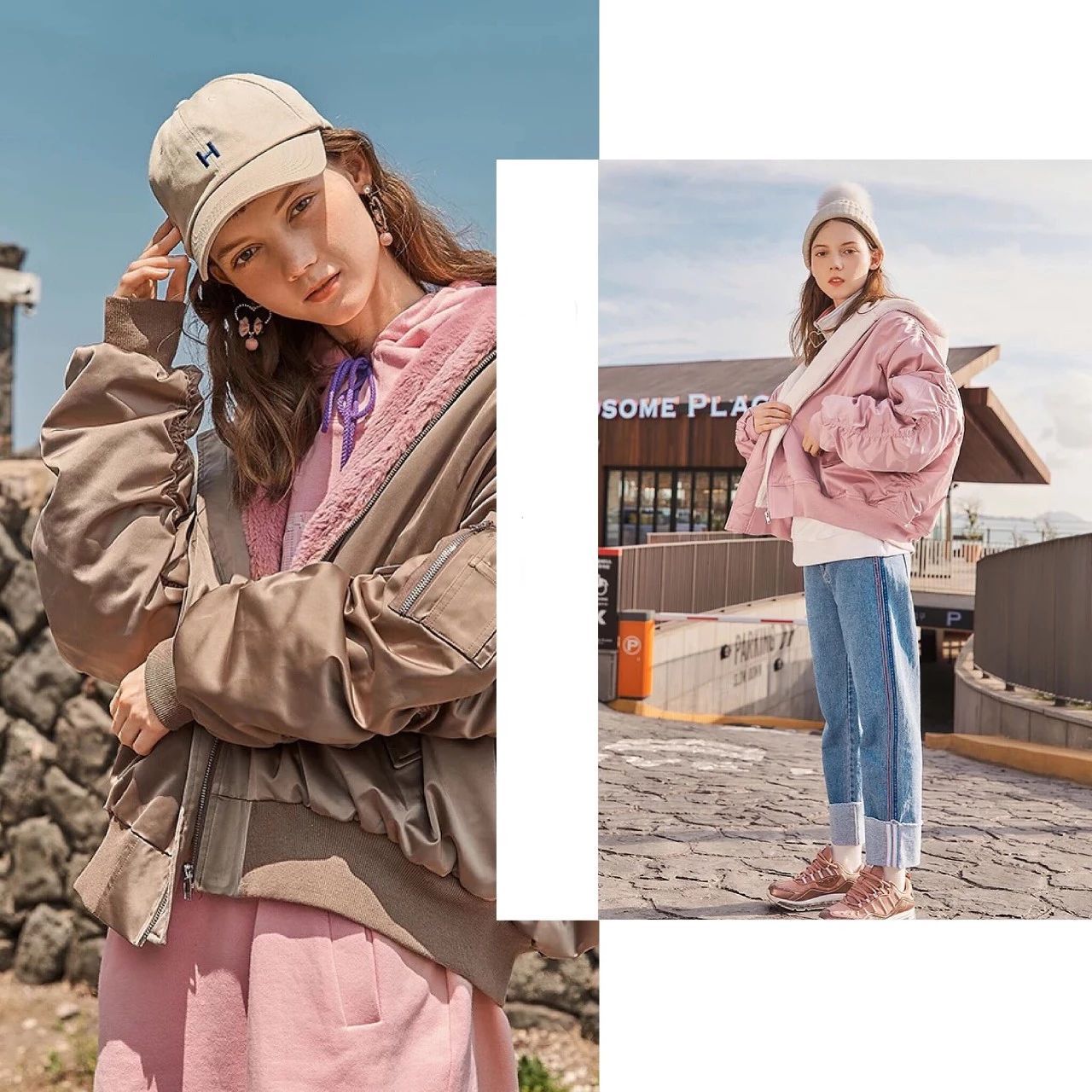 150斤面包服显瘦,面包服加直筒裤