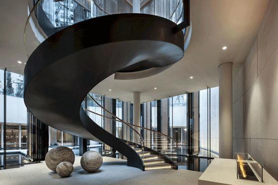 5米高40平米公寓旋转楼梯设计,旋转楼梯转角处的孔洞怎么设计