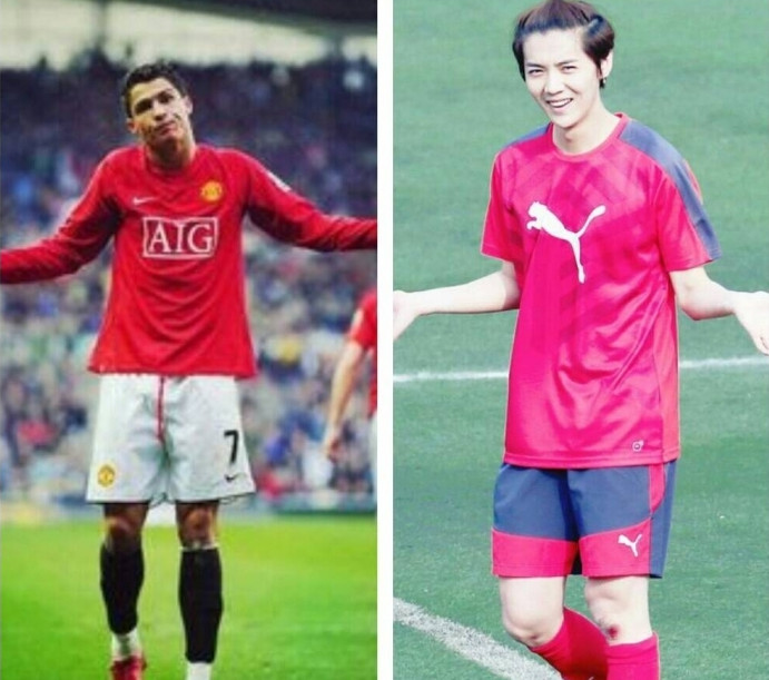 鹿晗祝贺梅西,鹿晗晒球衣庆祝c罗回归曼联