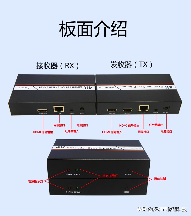 「徕雨科技」4K高清网线120米HDMI高清信号延长器（sp200）