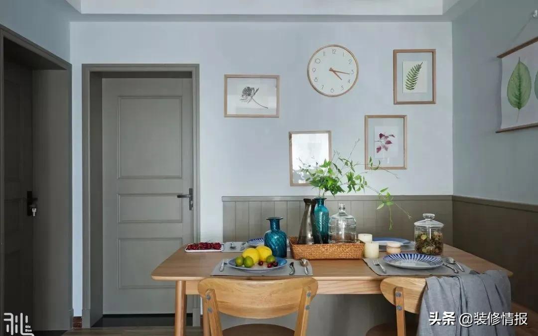 进门就是客餐厅一体卡座设计,餐厅全卡座设计效果图