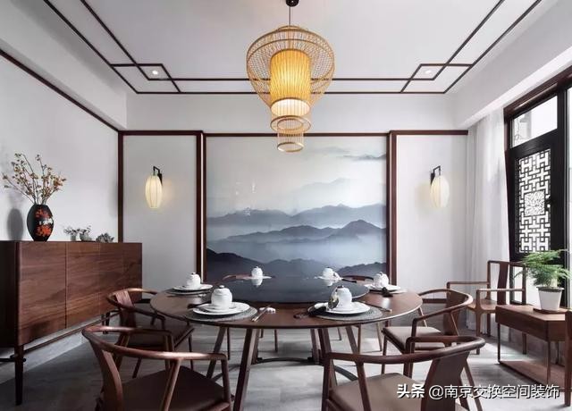 200平新中式餐厅装修效果图大全,新中式125平方客厅餐厅装修效果图