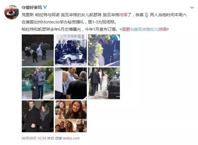 星爵和施瓦辛格女儿婚礼,施瓦辛格女儿与星爵