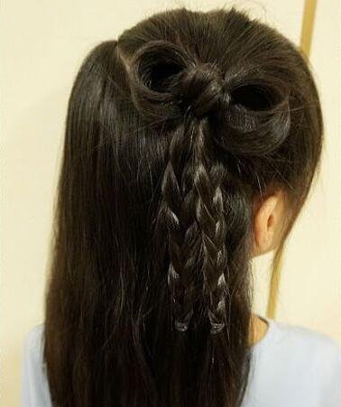 儿童编发中短发3-6岁蝴蝶结大发卡,儿童发型女孩编发简单视频教程