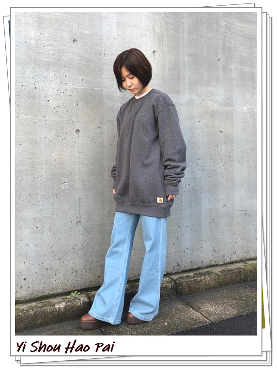 无帽灰色卫衣怎么搭配才好看,灰色无帽卫衣穿搭图片