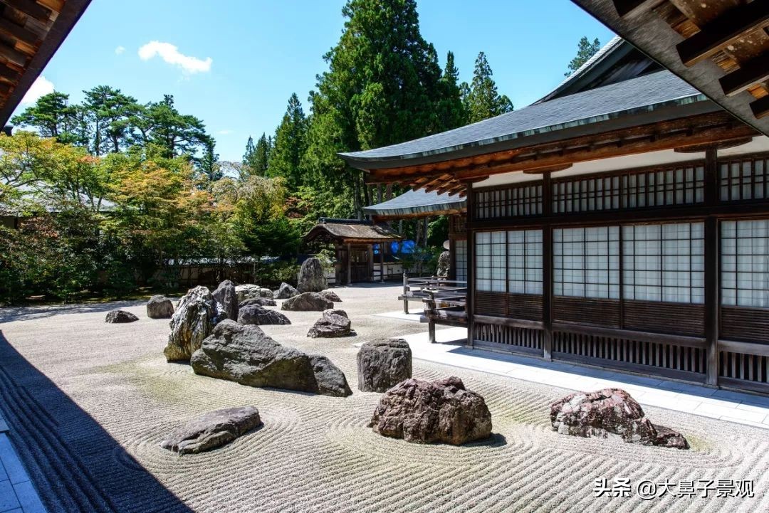 日式佛教枯山水庭院,日式50平米枯山水小庭院设计