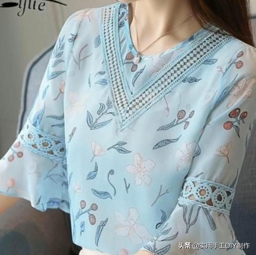 衬衫蕾丝上衣女设计感,新款设计感小众女装长袖蕾丝衬衫