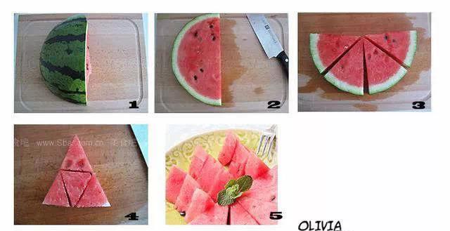 西瓜花切法大全,西瓜果盘的切法