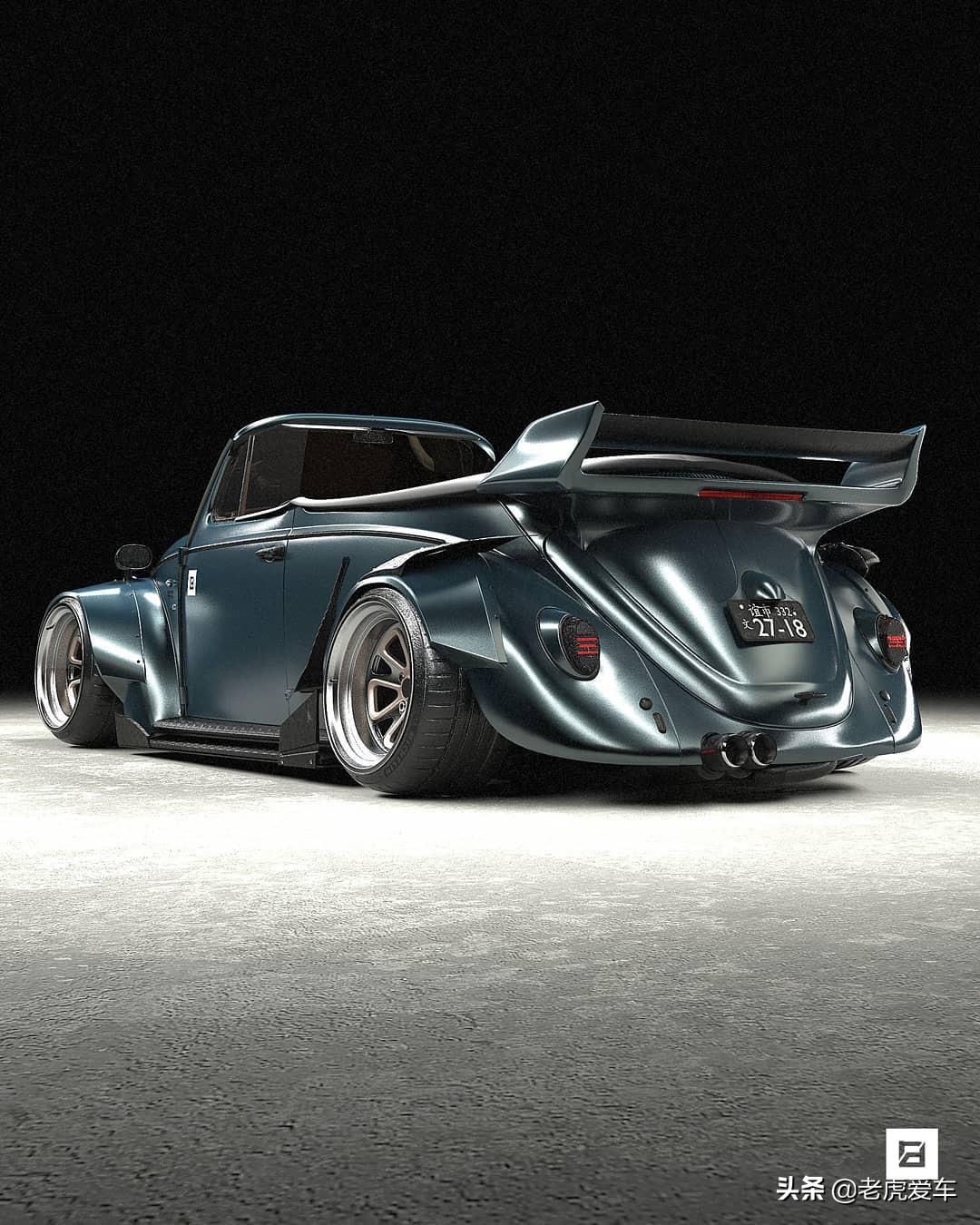 大众甲壳虫,RWB改装渲染,像极了保时捷911GT3