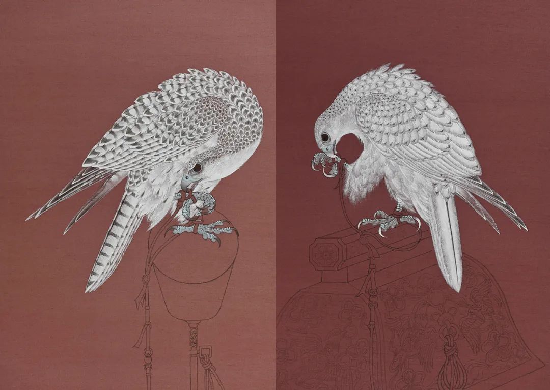 他画的鹰，严谨工致，萧疏威严