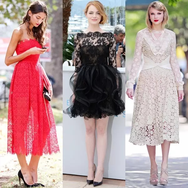 渔网袜加蕾丝裙日常穿搭,白色长蕾丝裙怎么穿好看