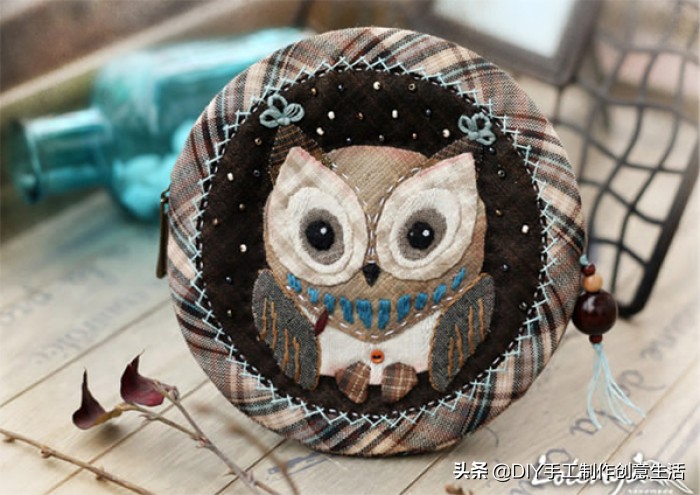 碎布缝了一个圆形零钱包，朋友们都追着问我要，附布艺拼布教程