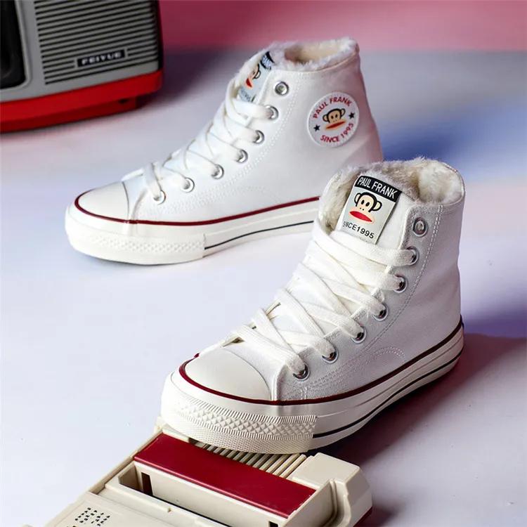 大嘴猴帆布鞋儿童加绒,女保暖鞋加绒加厚正品大嘴猴