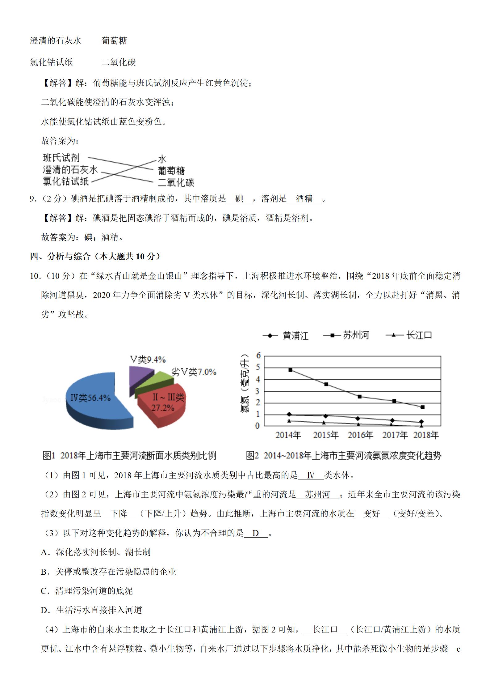 2024年江西省中考化学真题试卷,2020年上海化学中考试卷及答案