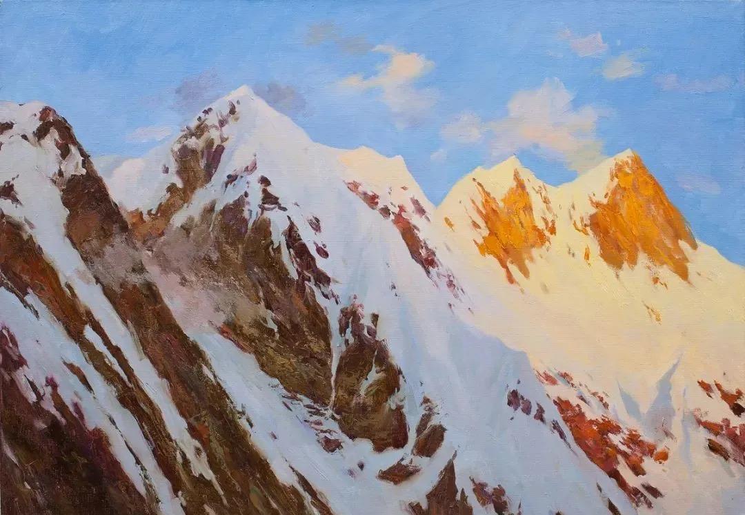 氛围感风景油画作品简单初学者,简单的小清新系油画