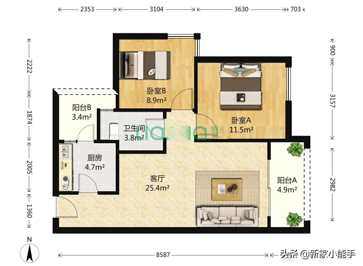 小面积房子客厅电视墙的设计,经济实用的小户型电视墙