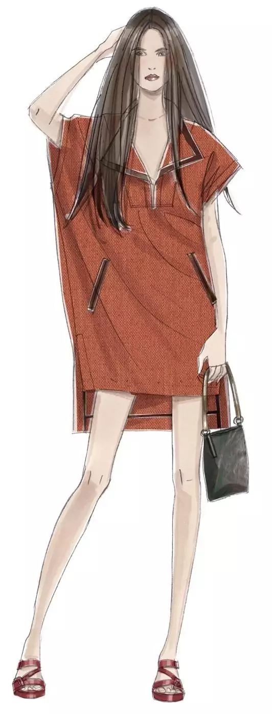 服装设计师画手稿视频,可爱的小插画手绘女孩服装