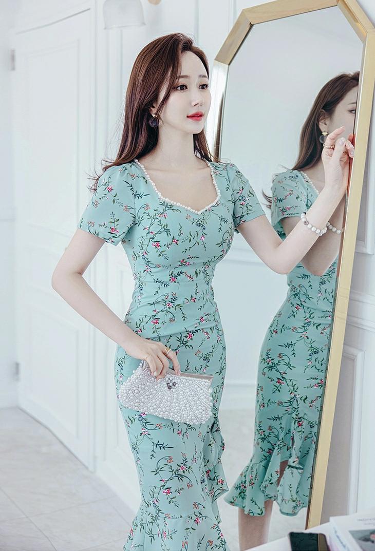 雪纺显瘦遮肉减龄洋气韩版小碎花,韩系气质高级感雪纺荷叶边