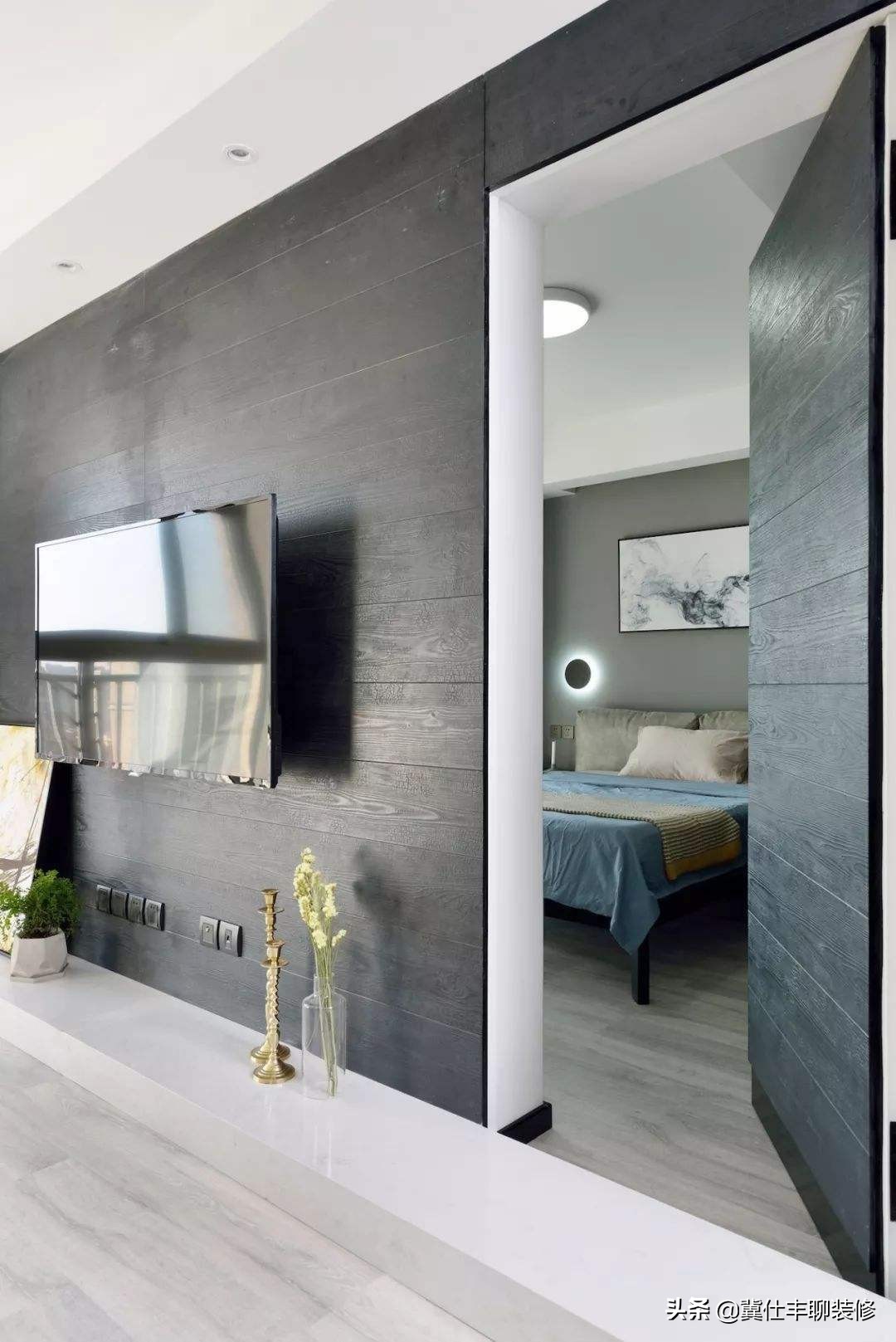 隐形门电视背景墙瓷砖效果图,电视背景墙隐形门做多高