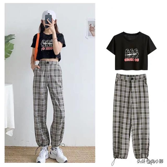 夏季时尚卡通t恤,短款简约的t恤怎么搭都时髦好看