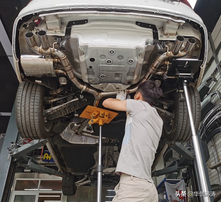 奥迪a4l国6改中尾段排气炸街,奥迪a4l改前中尾段排气