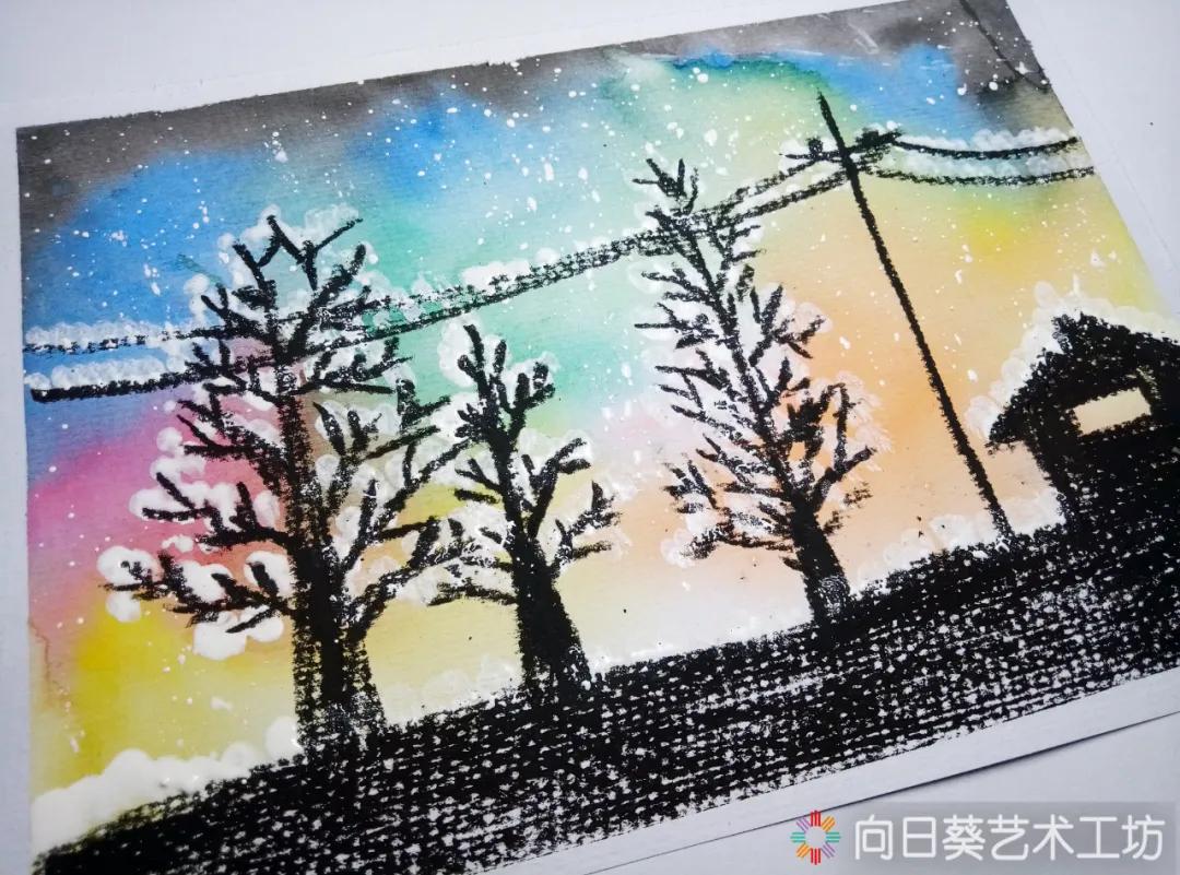 开车看北极光创意美术,北极光创意美术油画棒