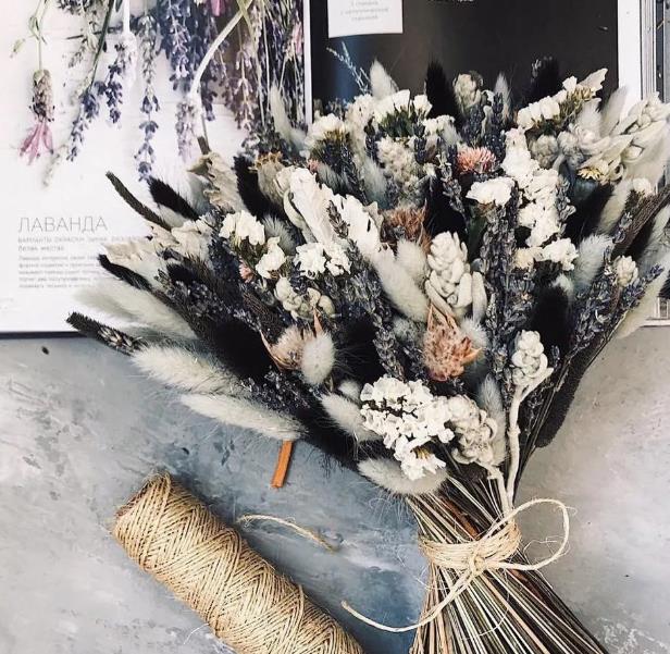 兔尾草永生花制作,兔尾草花束制作