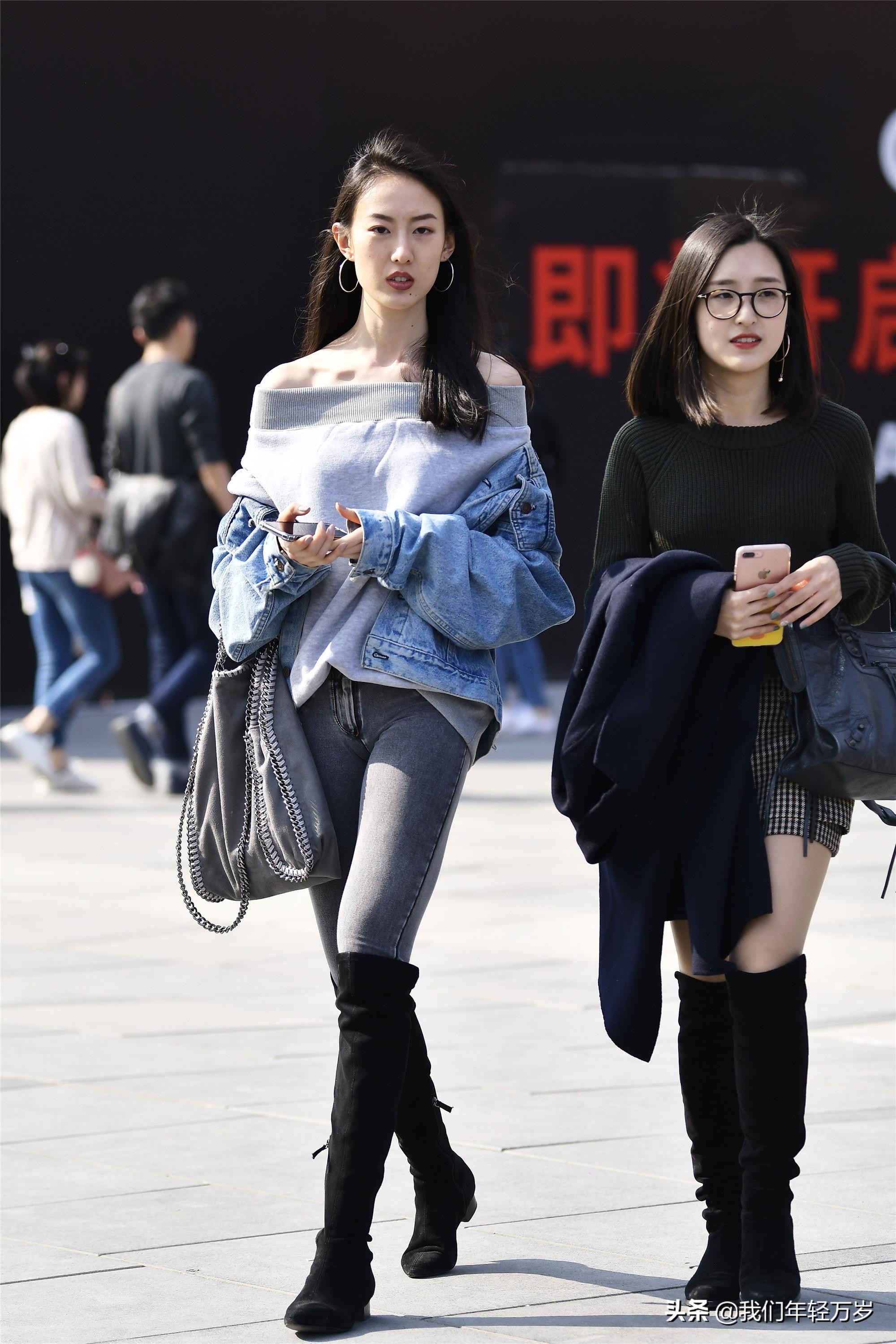 又美又飒又霸气青年女孩牛仔外套,街拍牛仔风格又飒又酷