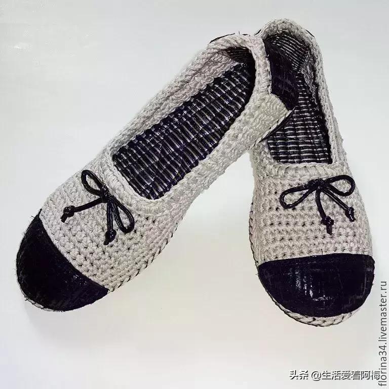 钩鞋收尾花边编织教程,鞋子怎么钩织