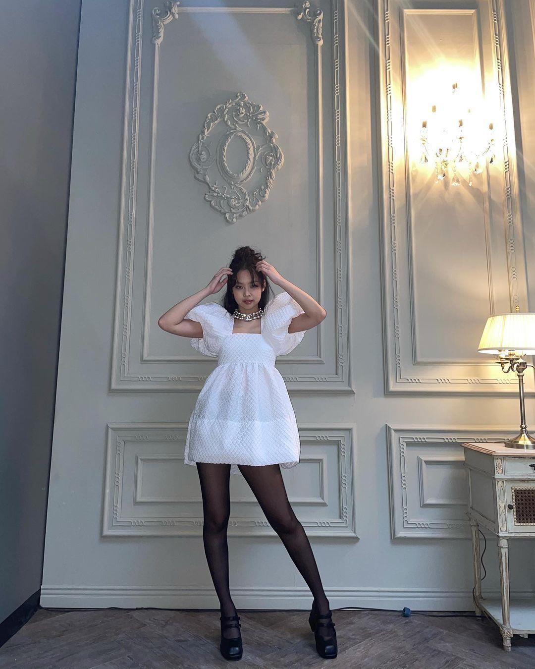 blackpinkjennie超短裙造型,blackpinkjennie格子半裙