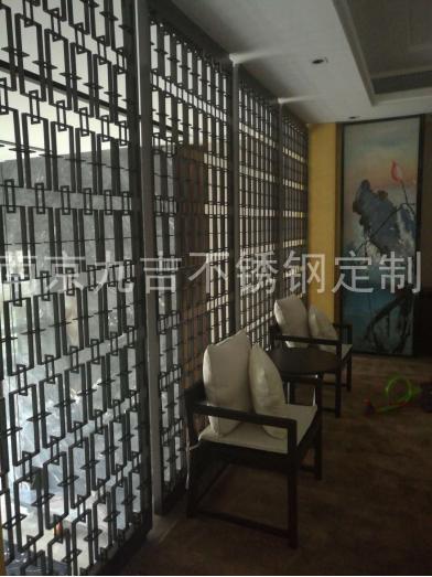 酒店木饰面镂空隔断效果图大全,酒店隔断花格效果图