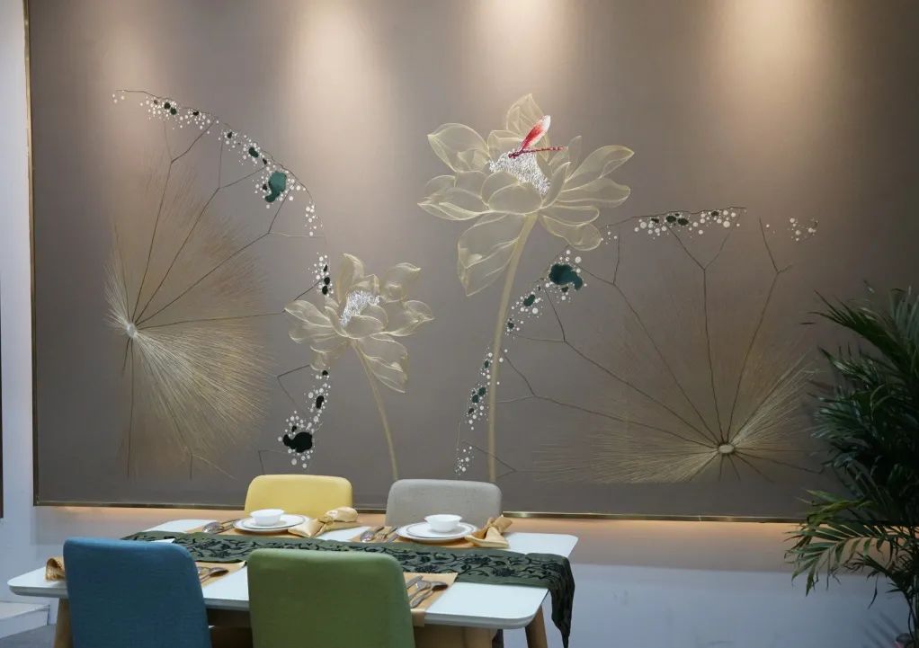 刺绣墙布独绣,中式刺绣墙布效果图