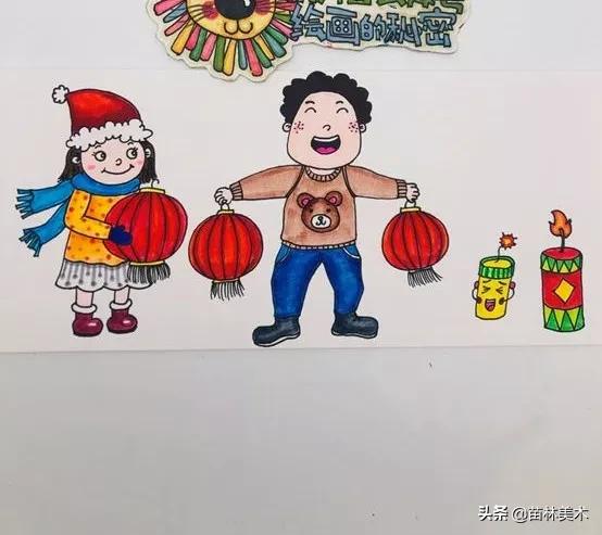 以春节为主题的儿童画简笔画,2022年元旦和春节主题儿童画素材