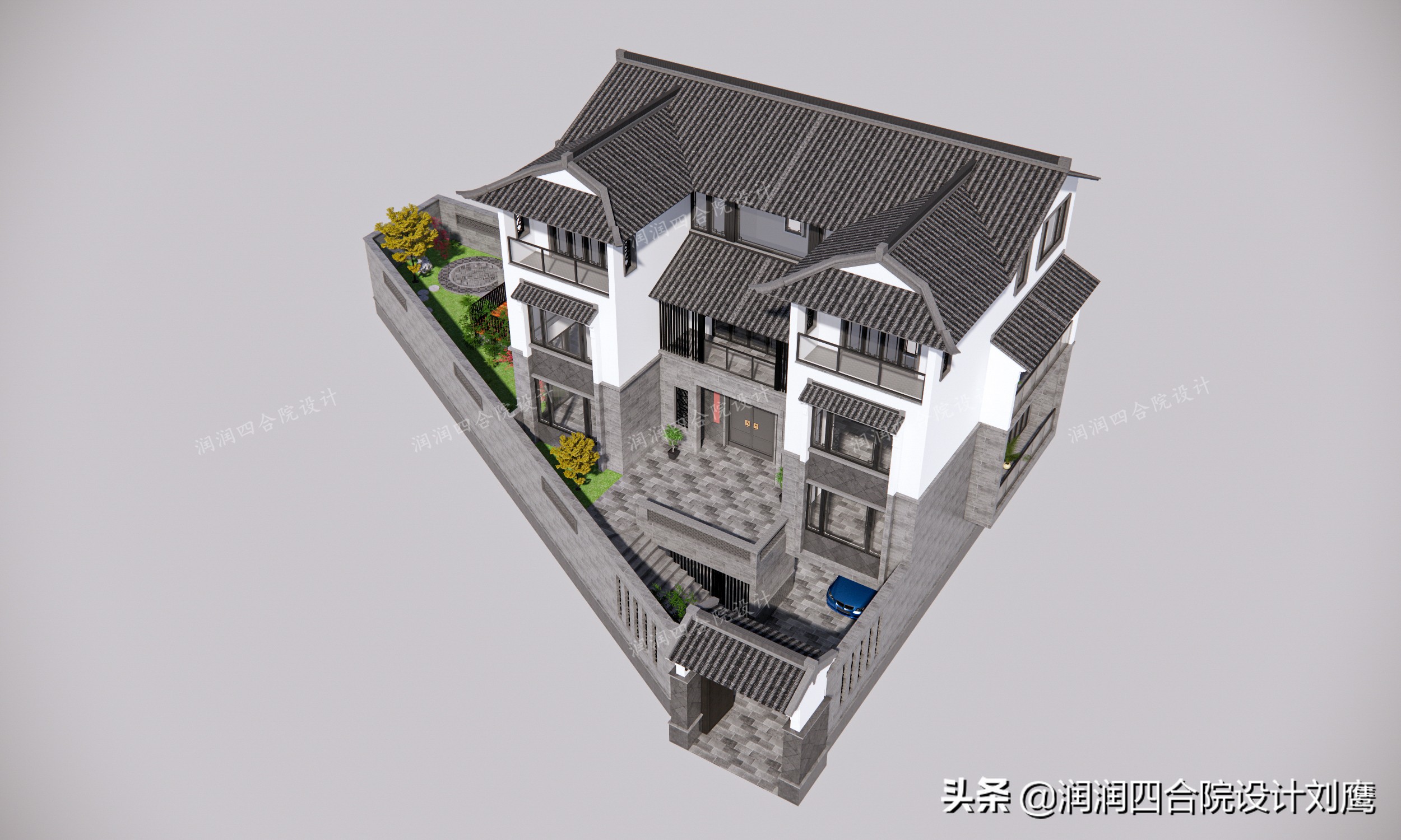 新中式四合院别墅设计图片欣赏,新中式四合院别墅设计案例图纸