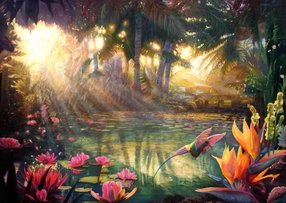 世界著名大师花卉油画,油画漂亮风景画