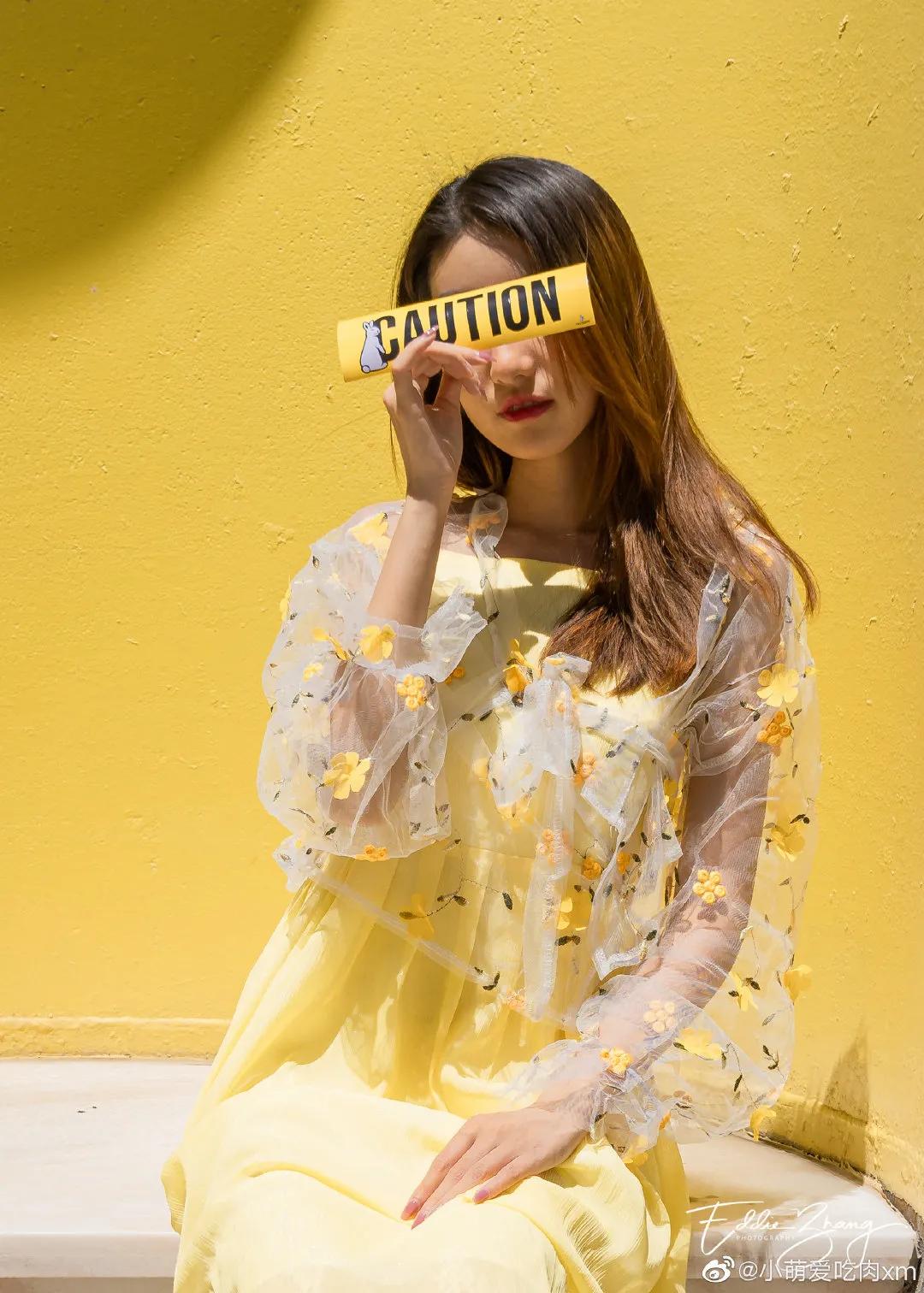 黄色小清新风格写真集，少女写真