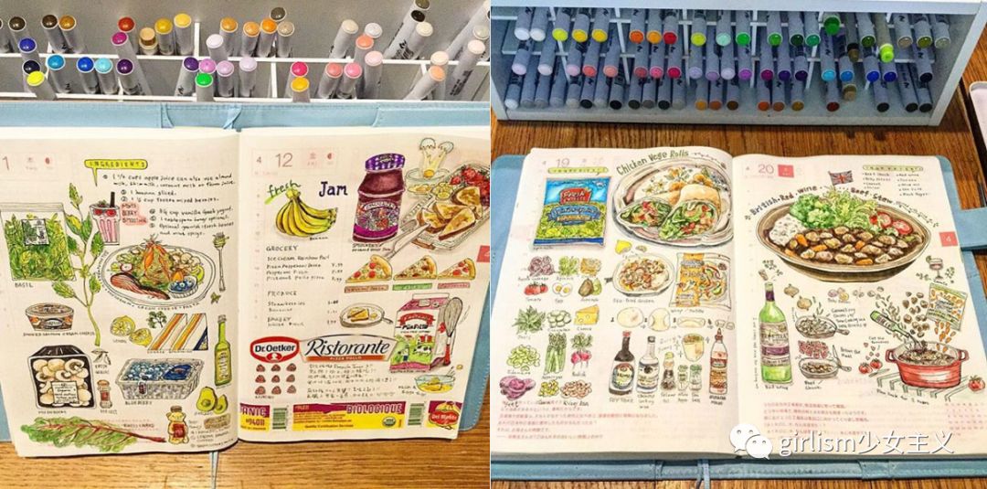 少女色系手帐素材,少女风格简单手帐教程用贴纸