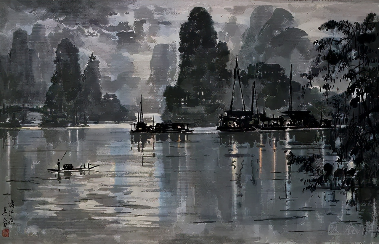 水墨画夜景欣赏,画夜景最好的中国画