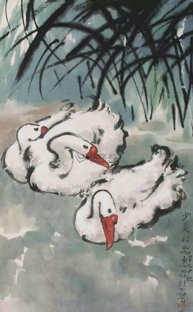 写意鹅国画图片,朱雪娥国画100幅