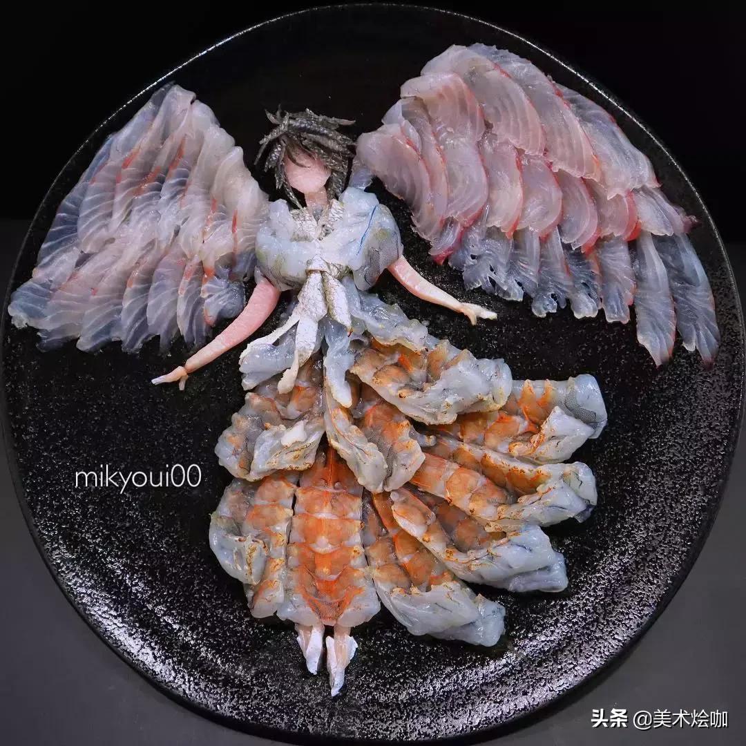 这是家里有矿吗,用三文鱼作画也能美到爆