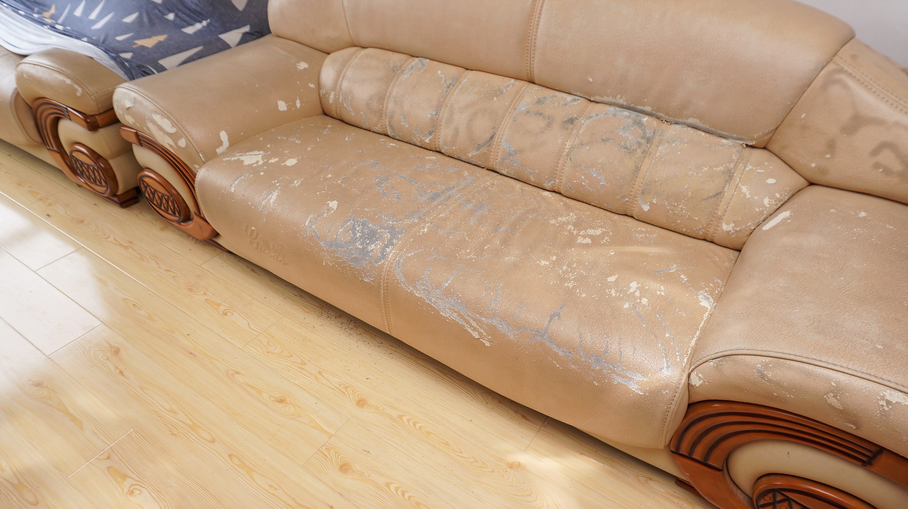 三米全友真皮沙发,全友一字型布艺沙发