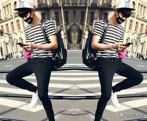 夏季哈伦裤男oversize,黑色哈伦裤搭配蓝色t恤学生党