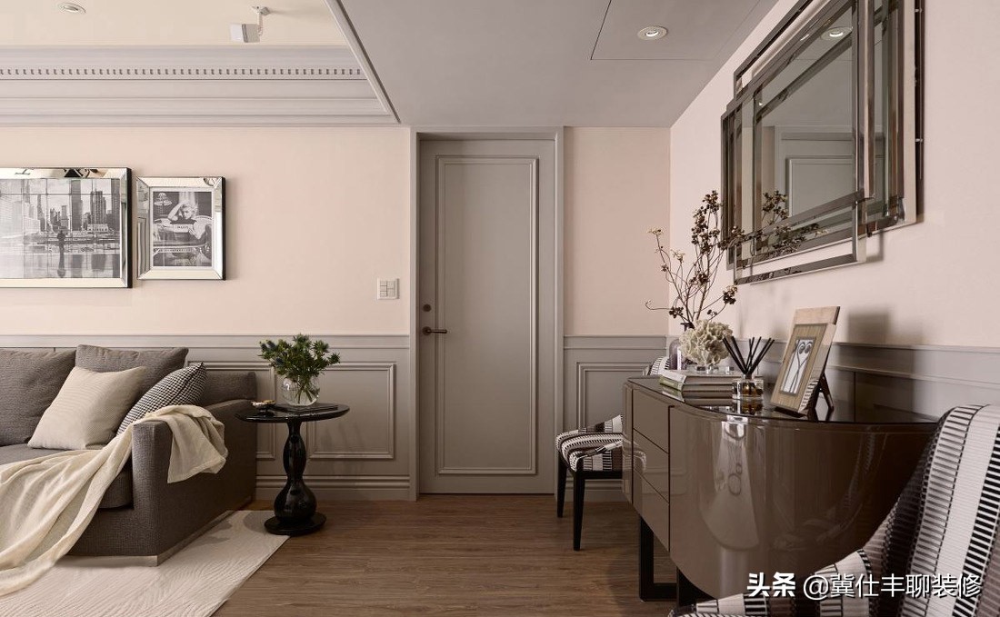 2020最流行石膏吊顶新中式设计图,四格子石膏线吊顶造型简单好看