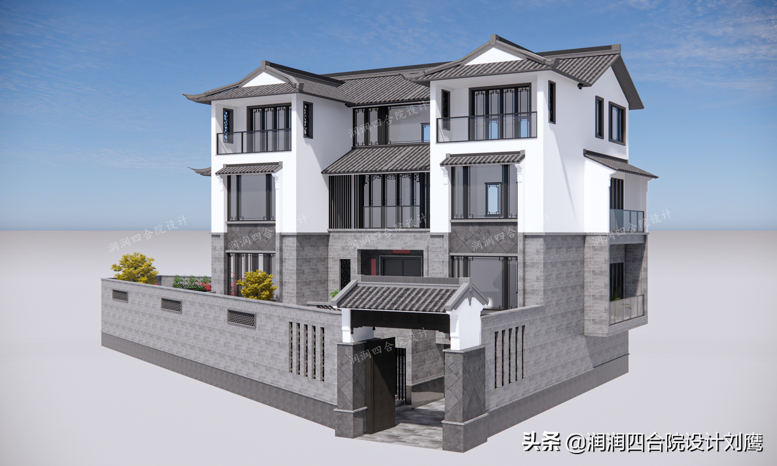 新中式四合院别墅设计图片欣赏,新中式四合院别墅设计案例图纸