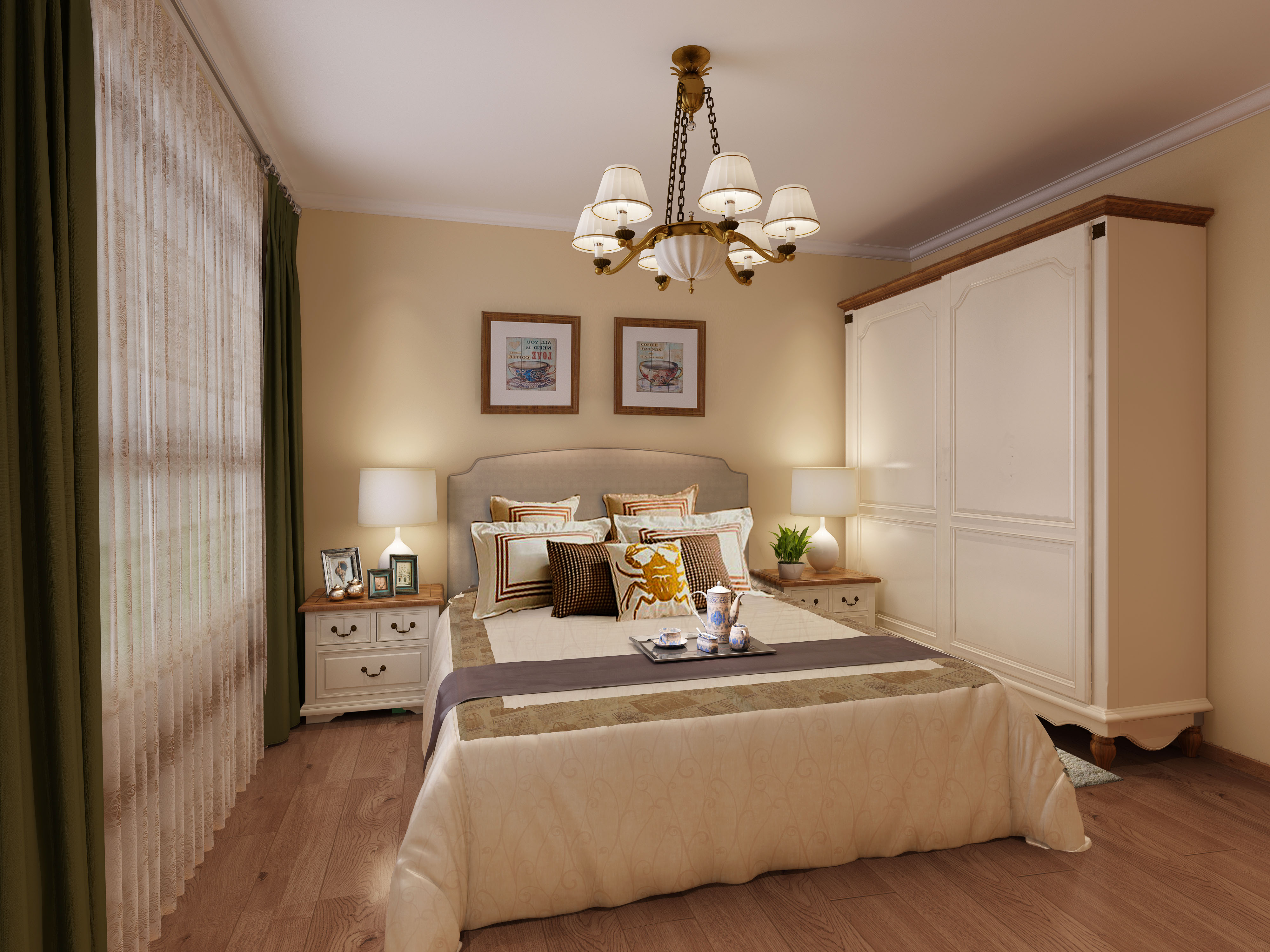 美式轻奢风装修2022新款全屋,绿色美式装修风格